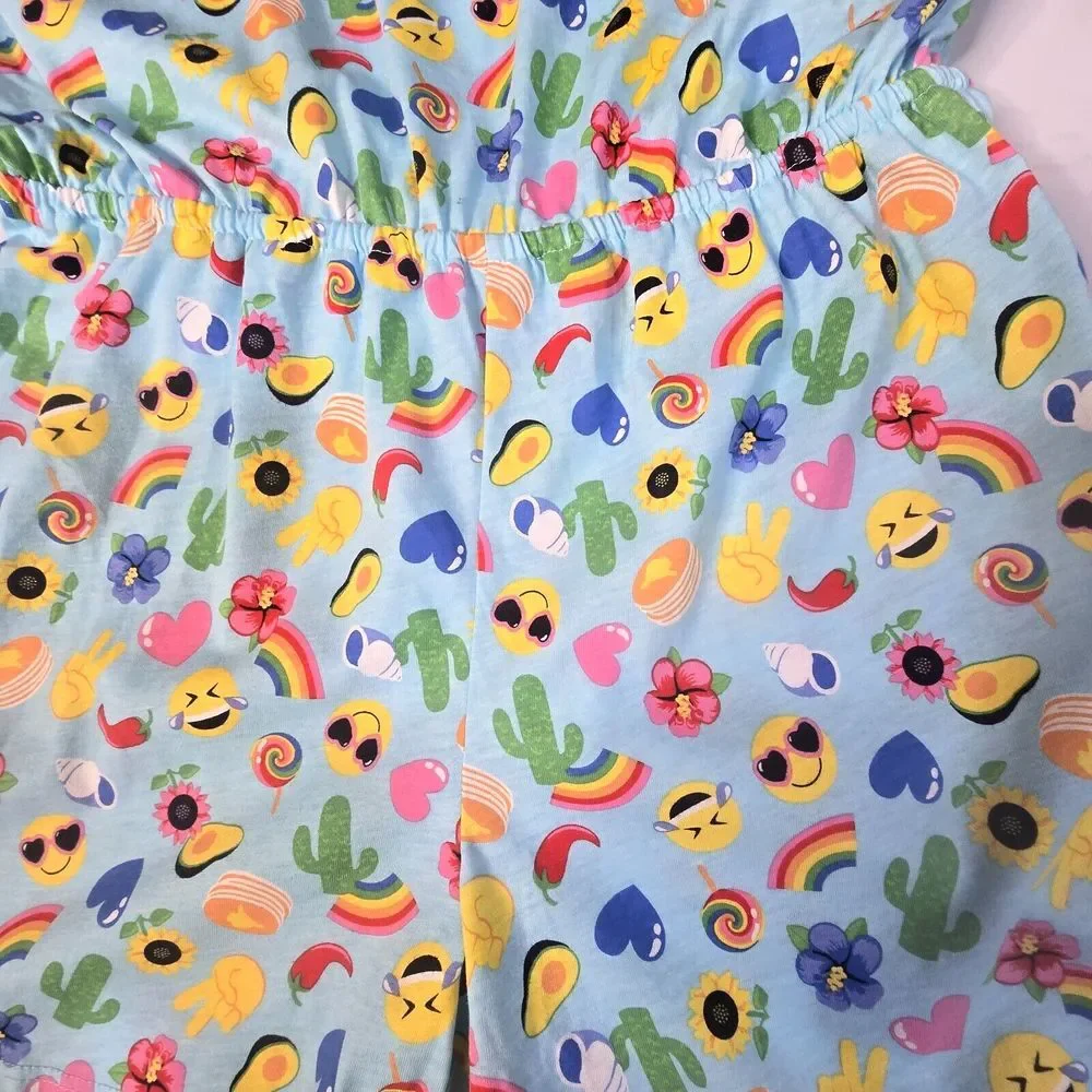 The Childrens Place Romper Kids XXL 16 Blue‎ Emoji Rainbow Cactus Kidcore Summer